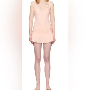SKIMS Pink Cotton Jersey Lace Slip Dress